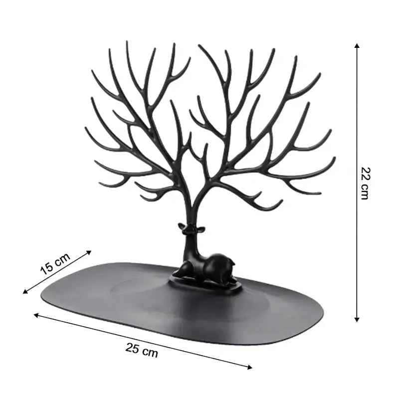 Deer Antlers Jewelry Holder - Elegant Tree Design Jewelry Organizer for Necklaces, Bracelets, and Rings