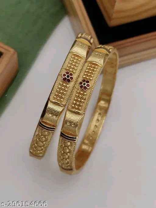 Handmade Haven's Gold-Plated Traditional Bangle Set