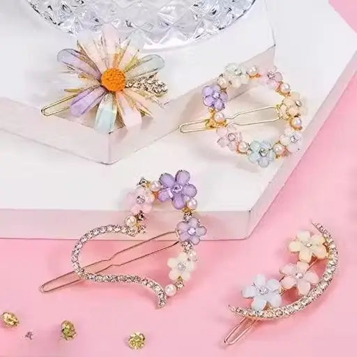 Korean Style Flower Metal Hair Lock Pin for Women & Girls – Hair Accessories