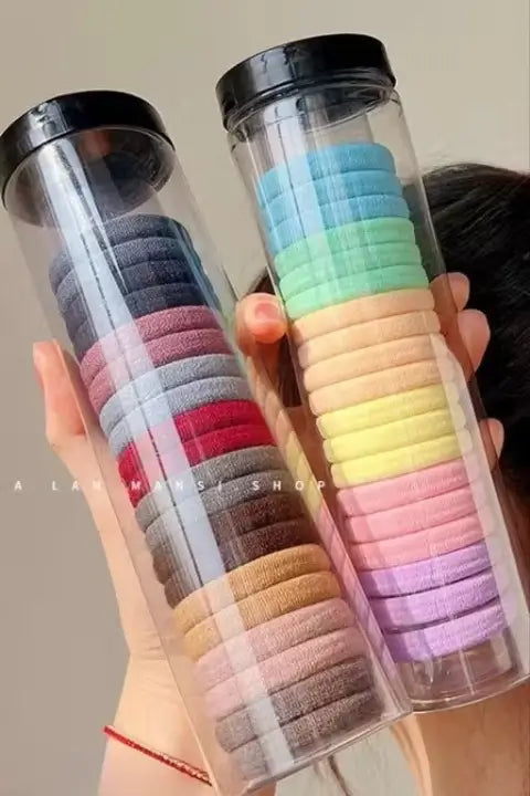 60PCS Elastic Cotton Hair Bands Set – Women’s Hair Accessory