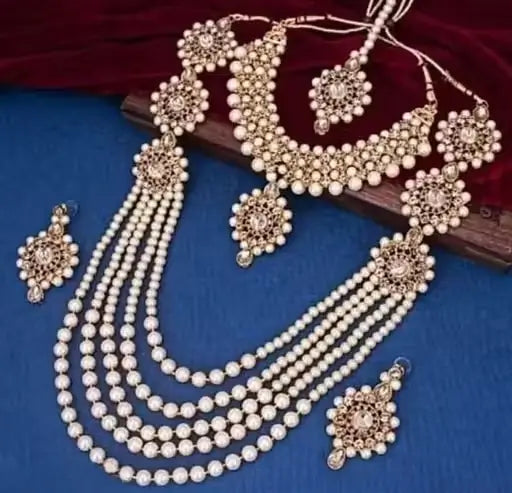 Jewellery Set | Gold-Plated Alloy Bridal Set with American Diamonds, Adjustable Full Set for Women - Handmade Haven