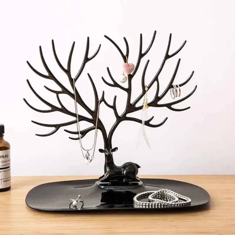 Deer Antlers Jewelry Holder - Elegant Tree Design Jewelry Organizer for Necklaces, Bracelets, and Rings