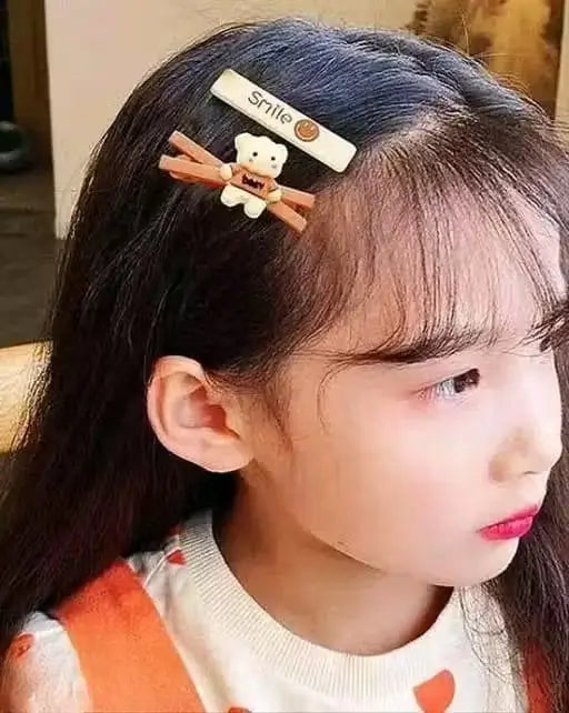14 Pc Teddy Bow Hair Clips – Small Multicolor Rubber Clips