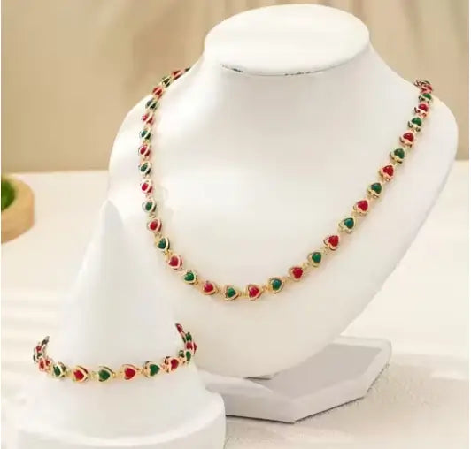 Indian Wedding Jewellery Set for Women | Gold-Plated Brass Necklace & Earrings with Cubic Zirconia | Adjustable Choker/Maangalyam/Murukku Style - Handmade Haven