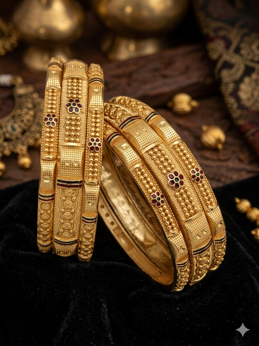 Handmade Haven's Gold-Plated Traditional Bangle Set - Handmade Haven