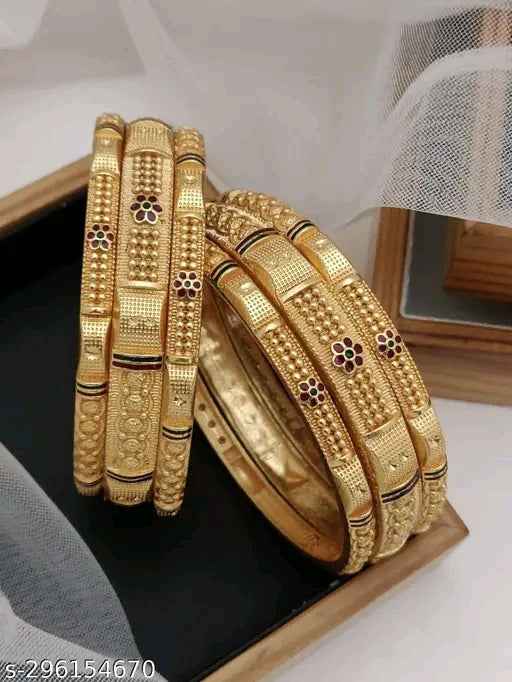 Handmade Haven's Gold-Plated Traditional Bangle Set